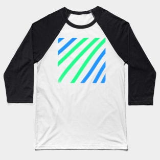 Blue green stripes watercolor art Baseball T-Shirt